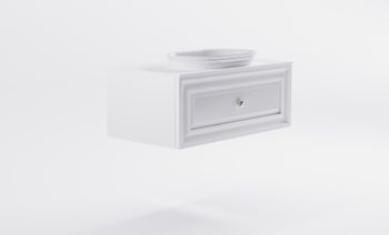 Тумба Шарм 90см 1ящ белый матовый, раковина Шарм бел глянец и столешницей Solid бел матовый 4631177715112 — фото 4, Тумбы с раковиной