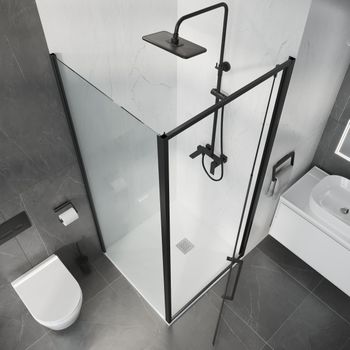 Душевое ограждение Niagara Nova NG-35-10AGR-A80GR-34 (100х80х195) прямоугольник,распашная,графит,стекло прозрачное,2 места — фото 6, Душевые уголки