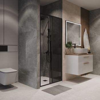 Дверь в нишу Niagara Nova NG-85-10TB (100х195) черный матовый,стекло тонированное,дверь раздвижная,1 место — фото 5, Душевые двери в нишу