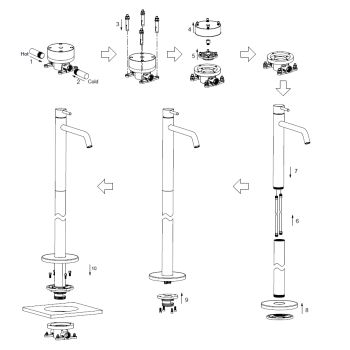 AQM6211GM Siena Смеситель для напольной раковины (монт. часть в комплекте), металл — фото 2, Смесители для раковины