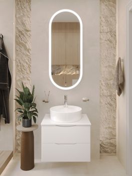 BOND Cube T55605 Тумба со столешницей подвесная белая матовая без раковины — фото 30, Тумбы под раковину