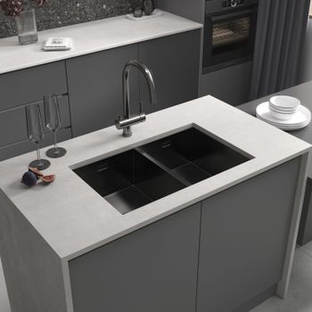 Кухонная мойка Reflexion Iseo RX2265BL оружейная сталь — фото 180, Кухонные мойки