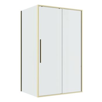 Душевое ограждение Niagara Nova NG-44-13ASG-A100SG-34 (130х100х195) прямоугольник,раздвижная,золото сатин,стекло прозрачное,2 места — фото 1, Душевые уголки