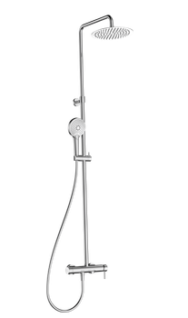 AQM8011CR Душевая система со смесителем и изливом, Ø250, лейка 3 реж, 1100-1500мм, хром — фото 1, Душевые системы