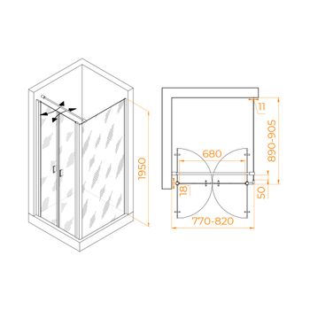 Товар: Душевой уголок RGW PA-144B (PA-104B+Z-050-2B+O-104B) 800x900 060814489-014 - фото 1 Душевой уголок RGW PA-144B (PA-104B+Z-050-2B+O-104B) 800x900 060814489-014 — фото 1, Душевые уголки