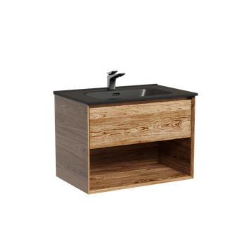 Тумба подвесная SANCOS Marmi 1.0 690х445х520 c одним ящиком оснащенным доводчиками скрытого монтажа и открытой нишей, дуб чарльстон, арт.MR1.070ECH — фото 6, Комоды и тумбы для ванной комнаты