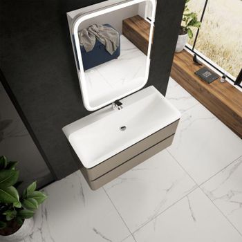 AQM900410BR "S4" тумба под умывальник подвесная 100 см., цвет бежевый. AQM900410BG — фото 3, Тумбы под раковину