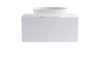 Тумба М-40 90см 1ящ белый матовый/волна, раковина Атрия бел глянец, столешница Solid бел матовый 4631177714870 — фото 3, Тумбы с раковиной
