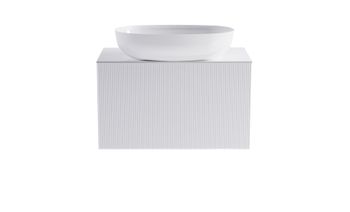 Тумба М-40 80см 1ящ цв белый мат./волна, раковина Атрия бел гл., столешница Solid бел гл. 4631177713590 — фото 1, Тумбы с раковиной