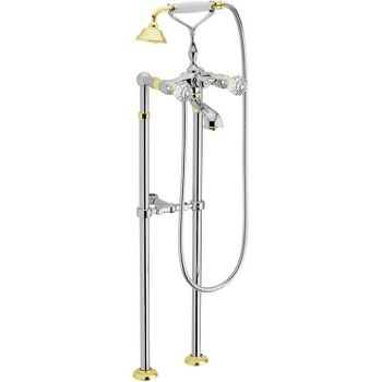 Смеситель для ванны напольный Webert Karenina KA720801017, хром/золото — фото 1, Смеситель для ванны