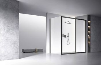 Душевой угол Veconi Rovigo RV-060B, 2000х900х1950, черный, стекло прозрачное RV060B-20090-01-C5 — фото 2, Душевые уголки