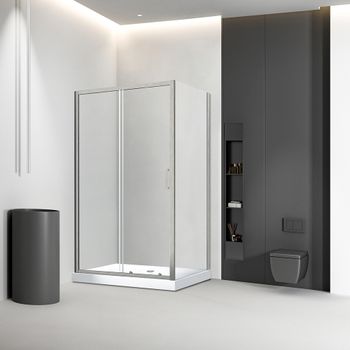 Душевой угол Veconi Rovigo RV-046BС, 1100х1200х1950, никель брашинг, стекло прозрачное RV046BC-110120-01-C5 — фото 1, Душевые уголки