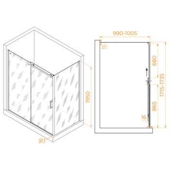 Душевой уголок RGW TO-44 (TO-14 + Z-050-2) 1700x1000 02074470-11 — фото 1, Душевые уголки