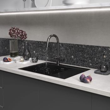 Кухонная мойка Reflexion Iseo RX2265BL оружейная сталь — фото 337, Кухонные мойки