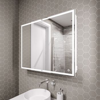 Товар: Шкаф-зеркало "МЕРКАДО-100 см" универсал. с LED подсветкой 201002 - фото 2 Шкаф-зеркало "МЕРКАДО-100 см" универсал. с LED подсветкой 201002 — фото 2, Зеркала в ванную комнату