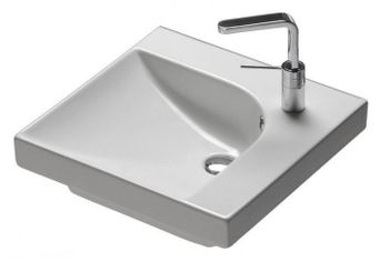 Раковина HATRIA GRANDANGOLO YXES01 подвесная или накладная с одним отверстием с переливом цвет белый — фото 1, Раковины