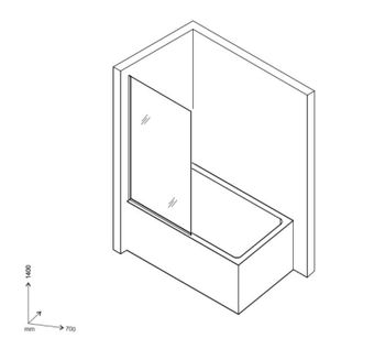 Шторка на ванну стеклянная D&K Berlin DG1007035, 140*70, черный — фото 1, Шторки на ванну