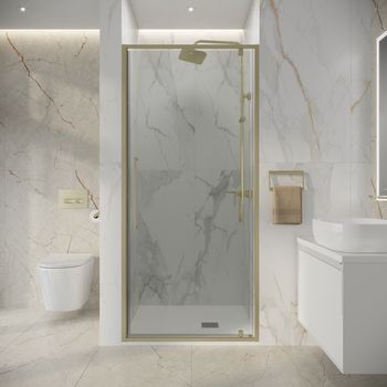 Дверь в нишу Niagara Nova NG-45-9ASG (90х195) распашная,золото сатин,стекло прозрачное,1 место — фото 4, Душевые двери в нишу