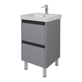 Тумба LUXURY PLUS, 50 см, подвесная/напольная, 2 ящик, серый базальт 99.2028 — фото 3, Тумбы под раковину