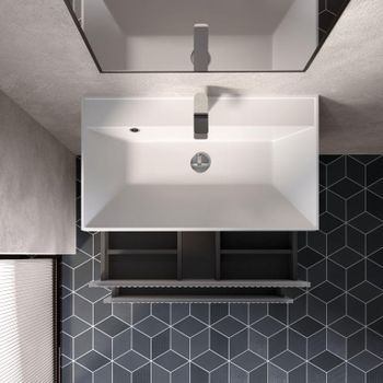 AQM900180GM "S1" тумба под умывальник подвесная 80 см., цвет серый. — фото 2, Тумбы под раковину