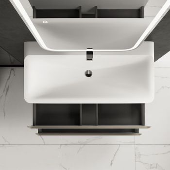 AQM900410BR "S4" тумба под умывальник подвесная 100 см., цвет бежевый. AQM900410BG — фото 2, Тумбы под раковину