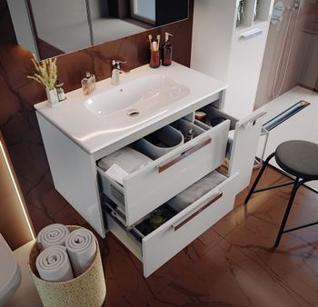 LAGO Тумба под раковину VICTORIA 80, белый глянец, ROCA 7857296806 — фото 3, Тумбы под раковину