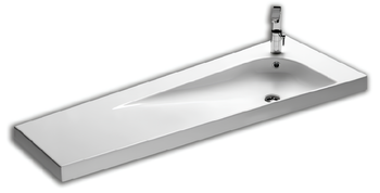 Раковина HATRIA GRANDANGOLO YXF601 подвесная или на тумбу с одним отверстием с переливом цвет белый — фото 1, Раковины