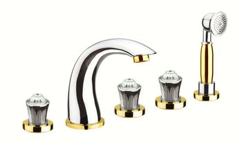 Смеситель на борт ванны Fiore VENERE SKY (SWAROVSKI®) 13CO0608, хром/золото — фото 1, Смесители на борт ванны