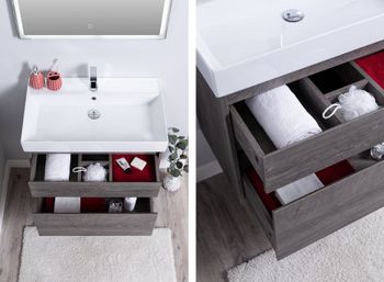 Мебель для ванной Aquanet Nova Lite 75 дуб рошелье (2 ящика) 00242904 — фото 17, Комплекты мебели для ванной