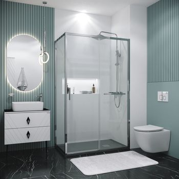 Душевое ограждение Grossman Style 100.K33.05.130.10.00-200.K33.05.100.10.00 (130х100х195) раздвижная,хром,стекло прозрачное,2 места 120.K33.05.1310.10.00 — фото 3, Душевые кабины и ограждения