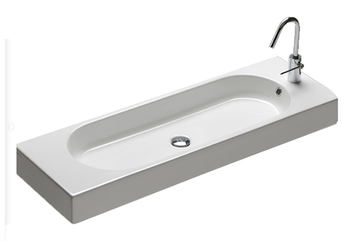 Раковина HATRIA AREA Y0W501 подвесная или на тумбу с одним отверстием с переливом цвет белый — фото 1, Раковины