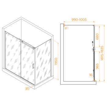 Душевой уголок RGW TO-44 (TO-14 + Z-050-2) 1800x1000 02074480-11 — фото 1, Душевые уголки