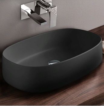 Раковина Artceram Cognac Quadro накладная без отверстий цвет черный матовый COL003 17 34 — фото 1, Раковины накладные