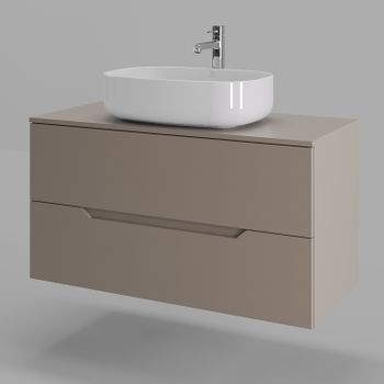 Orange Line Li-100TuLMDF+B07-540W тумба с раковиной подвесная 100 см, латте/белый Li-100TuLMDF+B07-540W — фото 1, Тумбы с раковиной