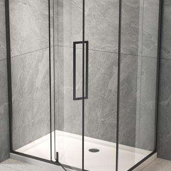 Душевой угол Veconi Rovigo RV-034B, 1200х900х1950, черный, прозрачное стекло RV034B-12090-01-C7 — фото 2, Душевые уголки