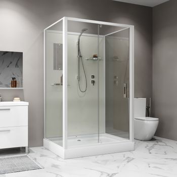 Душевая кабина Niagara Standart ST100/80/15Q/BK (100х80х200) прямоугольник,поддон 15см,распашная,проф.белый,без крыши,3 места — фото 3, Душевые кабины