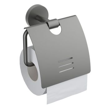 AQ4609BGM БЕТТА бумагодержатель с крышкой, оружейная сталь — фото 1, Держатели туалетной бумаги