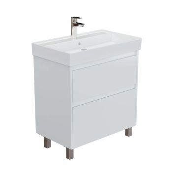 Тумба с раковиной Aquanet Nova Lite 2.0 75 напольная цв. белый глянец 00348195 — фото 1, Тумбы с раковиной