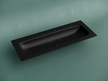 Раковина накладная мебельная CERAMICANOVA Grace прямоугольная 1210x457x137 с тремя отверстиями под смеситель цвет черный матовый CN7024MB — фото 2, Раковины накладные