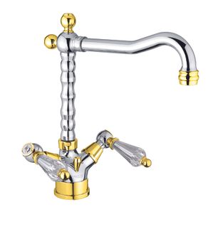 Смеситель для кухни Fiore GIOIELLI (SWAROVSKI®) 08CO0625, хром/золото — фото 1, Смесители для кухни