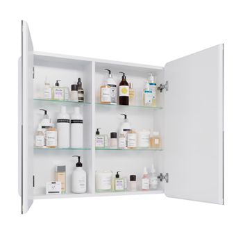 Шкаф зеркальный Lemark ELEMENT 90х80 см с подсветкой, с розеткой, цвет корпуса: Белый LM90ZS-E — фото 3, Зеркальные шкафы в ванную