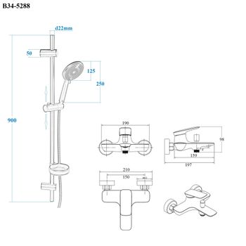 BOND Circle B34-5288 Душевой комплект 2х1 черный матовый — фото 3, Готовые комплекты для ванной комнаты