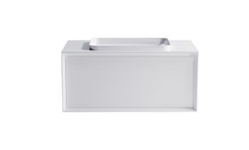 Тумба Фрейм 90 с 1ящ белый мат. с раковиной Антарес бел гл. и столешницей Solid бел гл. 4631177713910 — фото 1, Тумбы с раковиной
