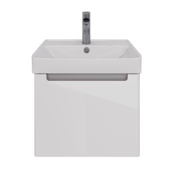 Тумба Lemark BUNO MINI 50 см под 1 раковину, подвесная, 1 ящик, цвет планки: Серый, цвет корпуса, фа LM05BM50T — фото 4, Тумбы под раковину