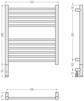 Товар: Полотенцесушитель электрический Сунержа Богема 3.1 прямая 600х500 МЭМ левый Шампань 020-6004-6050 - фото 3 Полотенцесушитель электрический Сунержа Богема 3.1 прямая 600х500 МЭМ левый Шампань 020-6004-6050 — фото 3, Электрические полотенцесушители