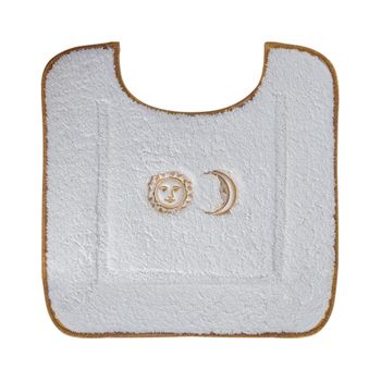COMPLEMENTI Коврик (22) д/WC 60х60 см. белый, узор 6, вышивка СОЛНЦЕ/ЛУНА золото 22961 — фото 1, Коврики для ванной комнаты