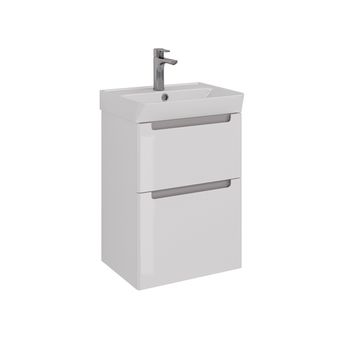 Тумба Lemark BUNO 50 см под 1 раковину, подвесная/напольная, 2 ящика, цвет планки: Серый, цвет корпу LM04B50T — фото 6, Тумбы под раковину