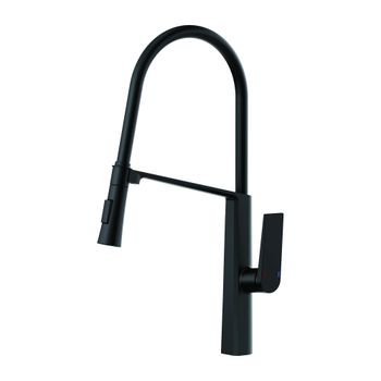 Смеситель для кухни с гибким изливом и режимом душ Haiba HB73827-7, черный — фото 1, Смесители для кухни