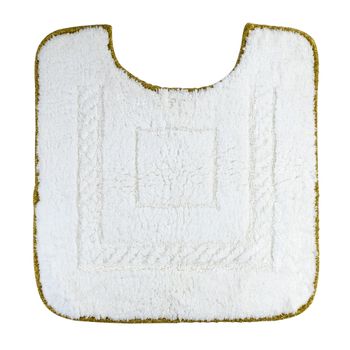 COMPLEMENTI Коврик д/WC 60х60 см., белый, узор 1, тесьма золото 29694 — фото 1, Коврики для ванной комнаты
