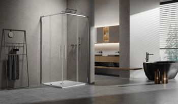 Душевой уголок Slim 8mm VSS-6SL8010CL, 1000*800, хром, стекло прозрачное — фото 1, Душевые уголки